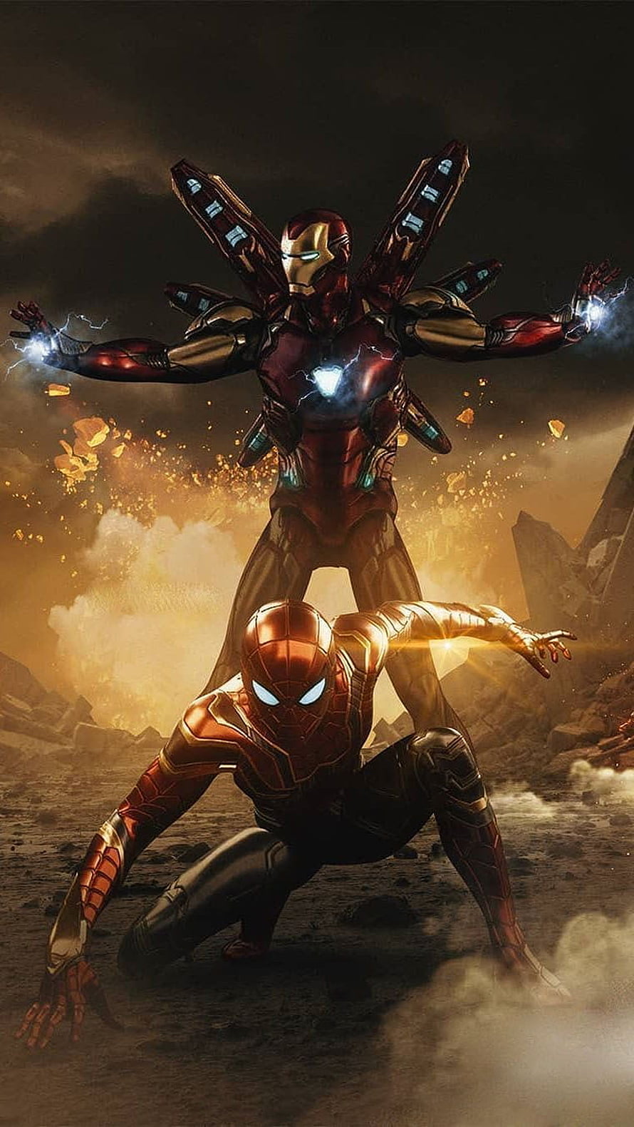 Iron Spider and Iron Man in Epic Battle Pose with Arc Reactor Glow, Iron Spidey and Iron Man - . Iron man avengers, Marvel superheroes, Iron man, Spider Man End Game HD phone wallpaper