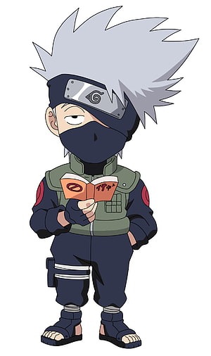 Chibi Kakashi Hatake Reading Icha Icha Book in Naruto Anime Style HD phone wallpaper