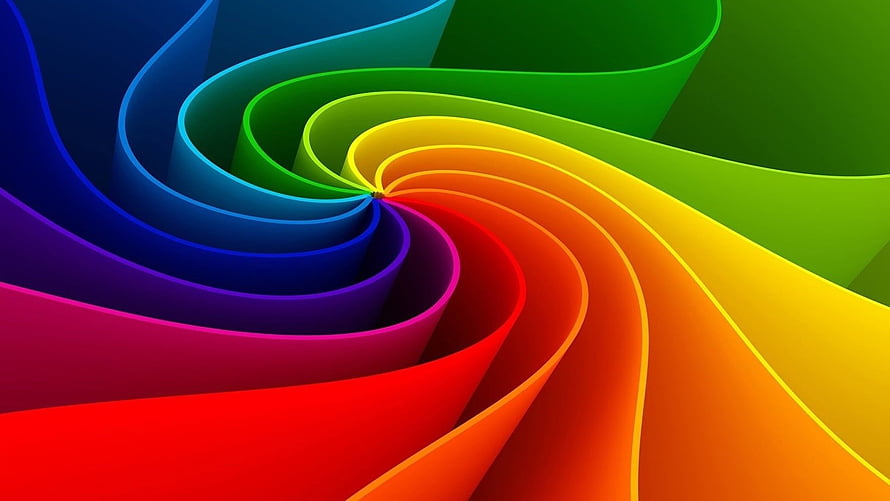 Vibrant Rainbow Spiral Abstract 3D Color Wheel Design HD wallpaper