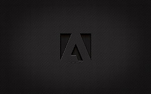 Minimalist Carbon Fiber Texture with Embossed Geometric Monogram on Dark Background HD wallpaper