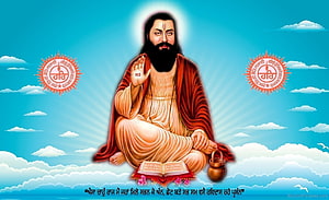 Guru Ravidas Seated in Meditation with Sacred Text and Halo HD wallpaper