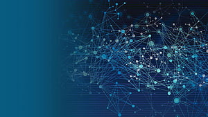 Abstract Blue Digital Network Nodes and Connections on Dark Background HD wallpaper