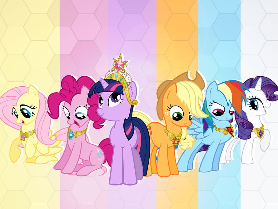 My Little Pony Friendship is Magic Main Six Ponies Wearing Royal Crowns and Jewelry HD wallpaper