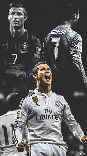 Cristiano Ronaldo Real Madrid and Portugal Jersey Celebration Collage HD phone wallpaper
