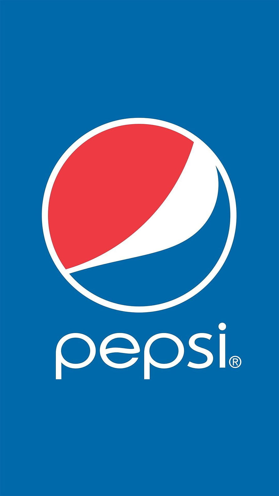 Pepsi Brand Logo on Solid Blue Background with Classic Red White and Blue Globe Design HD phone wallpaper