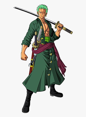 Roronoa Zoro from One Piece in Green Coat Holding Katana HD phone wallpaper