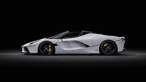 White Ferrari LaFerrari Aperta Side Profile on Black Background HD wallpaper