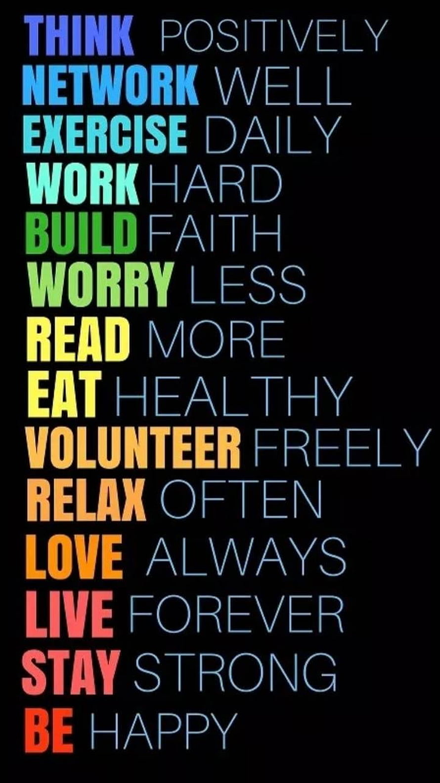 Colorful Motivational Typography Poster with Positive Life Affirmations on Black Background HD phone wallpaper