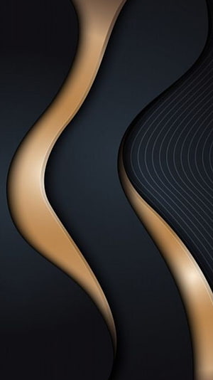 Elegant Black and Gold Abstract 3D Wave Design with Layered Curves and Modern Texture HD phone wallpaper