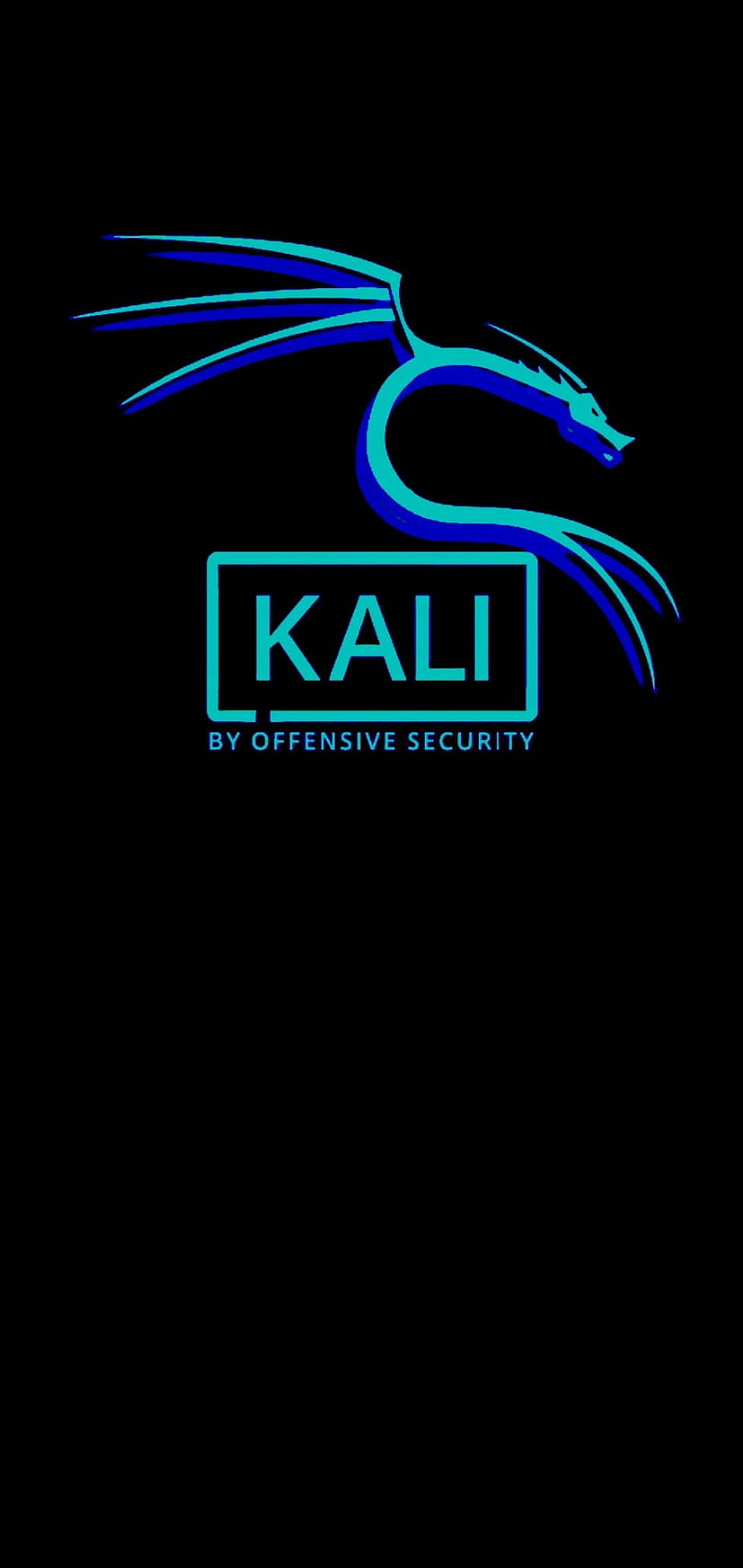 Kali Linux Dragon Logo with Neon Blue and Cyan Accents on Black Background HD phone wallpaper