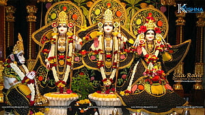 Sita Ram With Laxman and Hanuman Ornate Temple Deity Wallpapers HD wallpaper