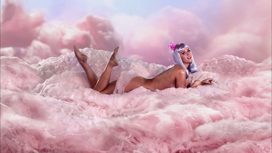 Katy Perry in pink clouds from California Gurls music video HD wallpaper