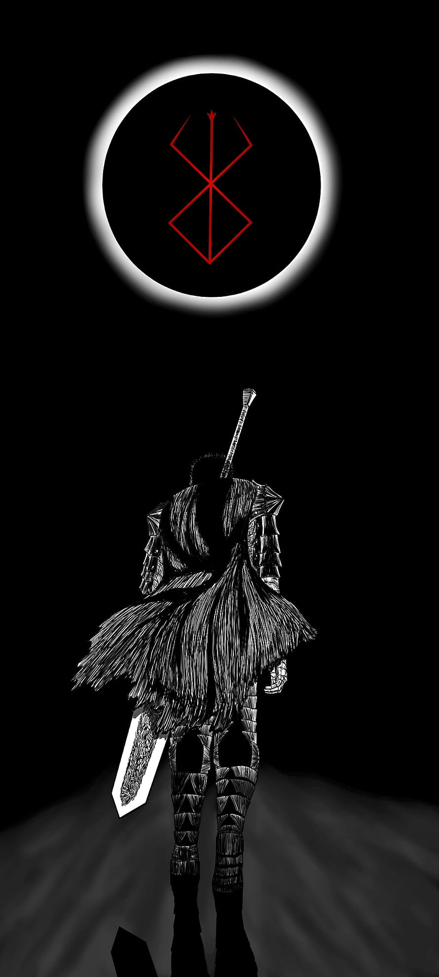 Berserk Guts Standing Before the Eclipse of the God Hand Symbol HD phone wallpaper