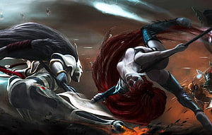 Lelith Hesperax and Jain Zar Dark Eldar Phoenix Lords in Epic Fantasy Battle HD wallpaper