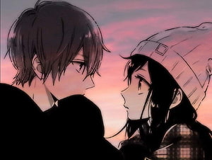 Romantic Anime Couple Sharing a Tender Moment at Sunset HD wallpaper