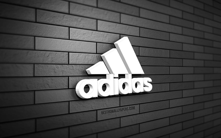 Adidas 3D Logo Mounted on Dark Gray Brick Wall with Minimalist Design HD wallpaper
