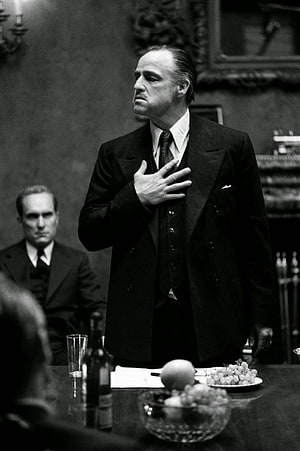 Marlon Brando as Don Vito Corleone in The Godfather Black and White Film Still HD phone wallpaper