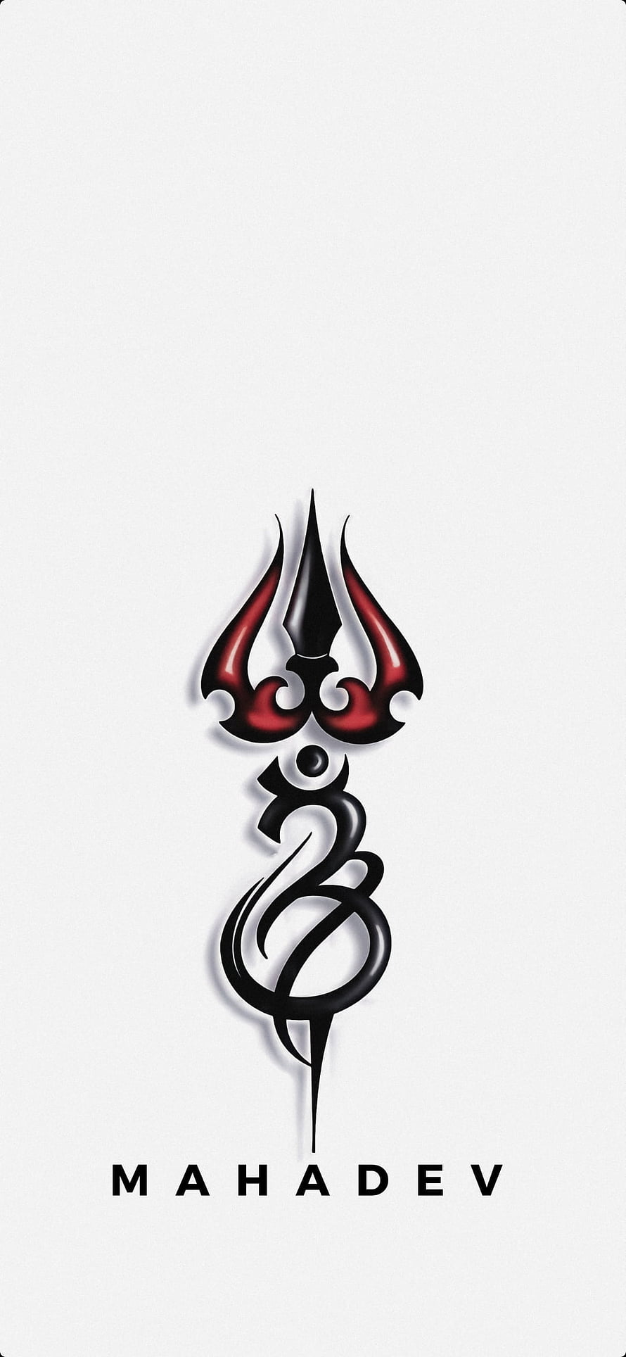 Mahadev Trishul and Snake Symbol with Red and Black Tribal Design on White Background HD phone wallpaper