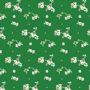Seamless Floral Pattern with White and Pink Blossoms on Green Background HD phone wallpaper