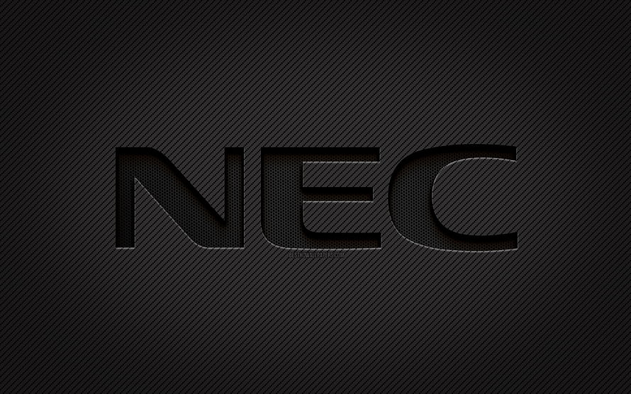 NEC Carbon Fiber Logo on Dark Textured Background HD wallpaper