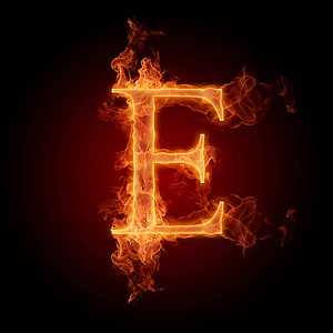 Burning Letter E with Fiery Flames and Smoke on a Dark Background HD phone wallpaper