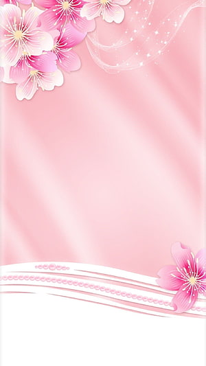 Soft Pink Floral Background with Cherry Blossoms and Sparkling Accents HD phone wallpaper