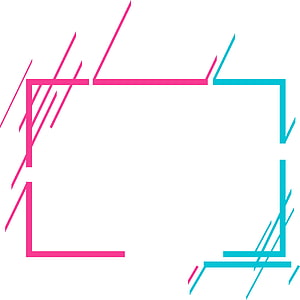 Minimalist Geometric Frame with Pink and Cyan Diagonal Lines on White Background HD phone wallpaper
