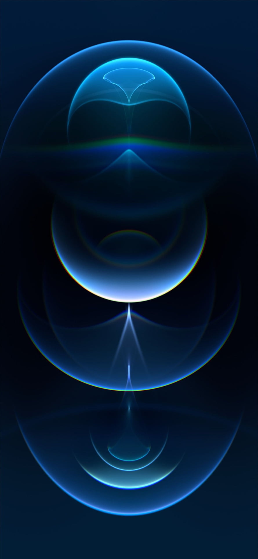 Abstract Blue Geometric Light Art with Symmetrical Curves and Glowing Orbs HD phone wallpaper