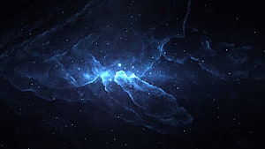 Deep Space Blue Nebula and Star Field Against a Dark Cosmic Background HD wallpaper