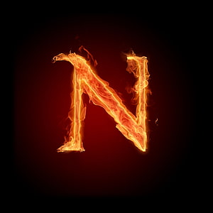 Flaming Letter N Fire Alphabet Typography Design on Dark Background HD phone wallpaper