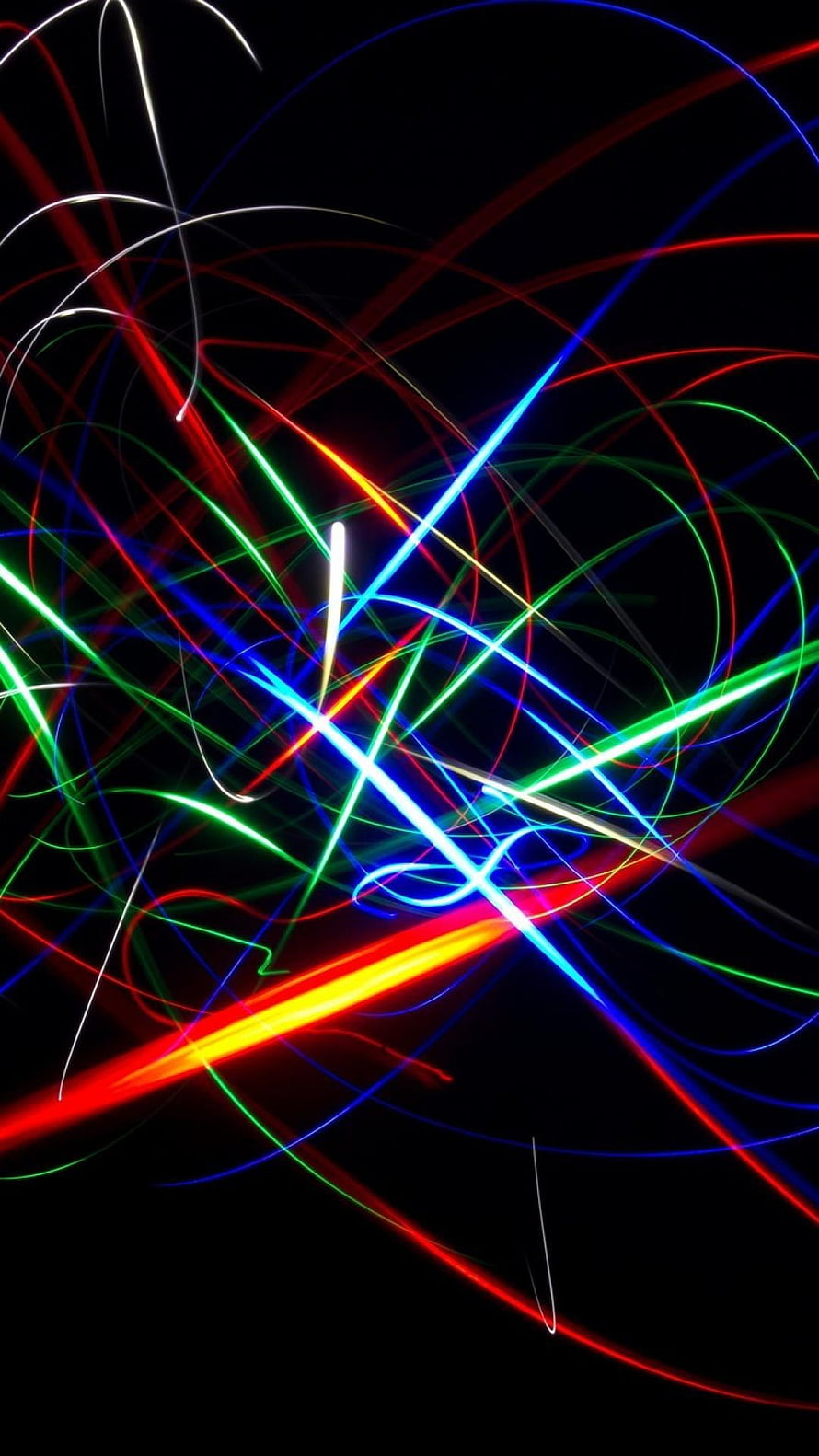 Vibrant Multicolored Light Trails on Black Background Abstract Photography HD phone wallpaper