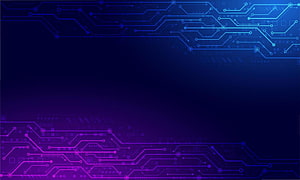 Neon Circuit Board Technology Background with Purple and Blue Light Traces HD wallpaper