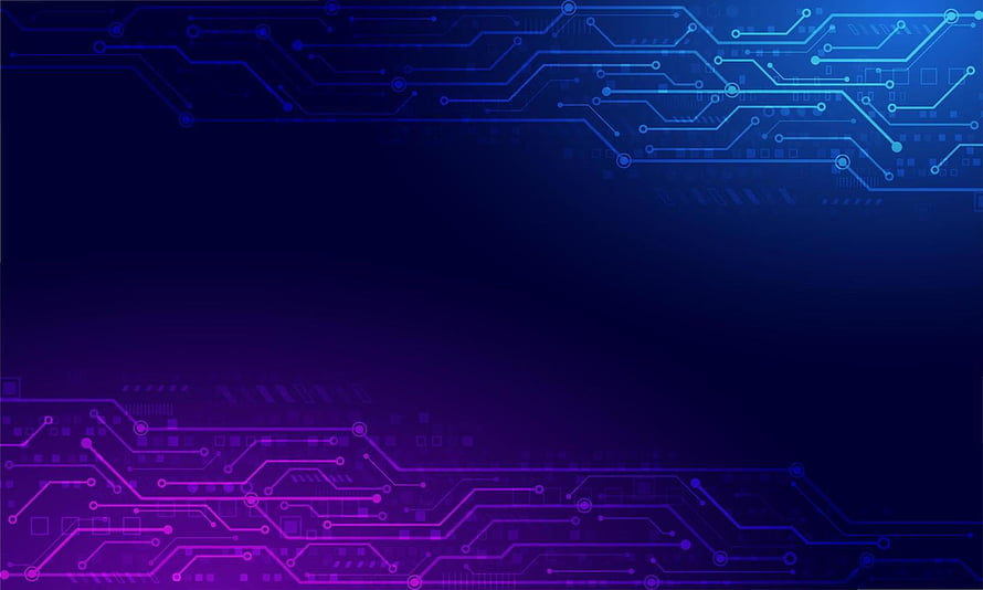 Neon Circuit Board Technology Background with Purple and Blue Light Traces HD wallpaper