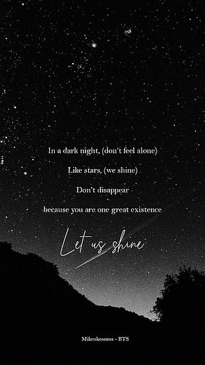 BTS Mikrokosmos Let Us Shine Starry Night Sky Quote Wallpaper HD phone wallpaper