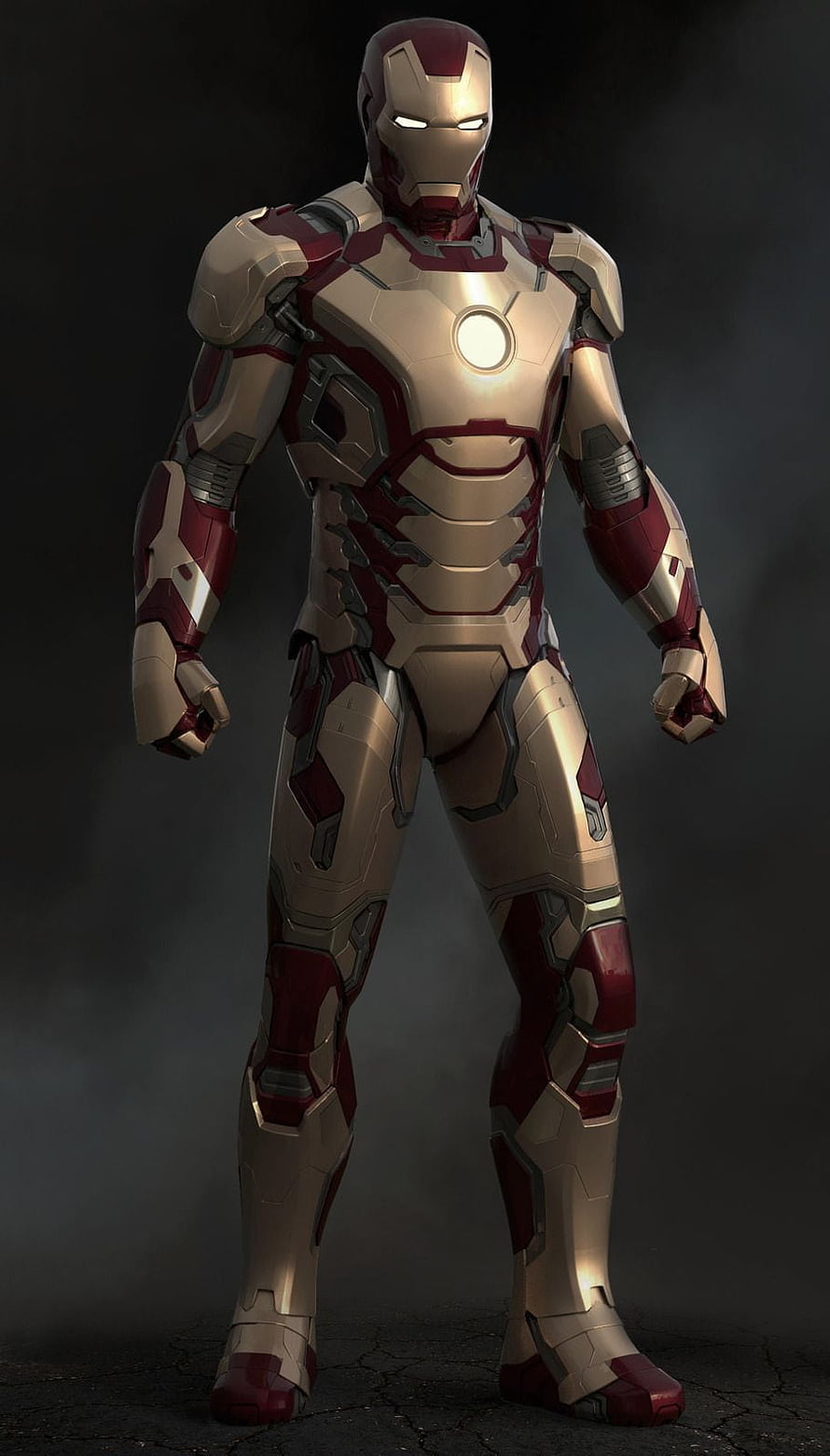 Iron Man Mark 42 Armor Concept Art with Gold and Red Plating HD phone wallpaper