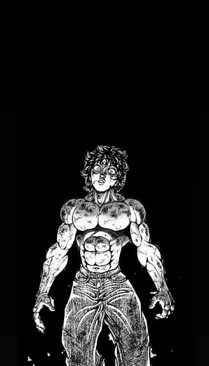 Baki Hanma Black and White Manga Illustration HD phone wallpaper