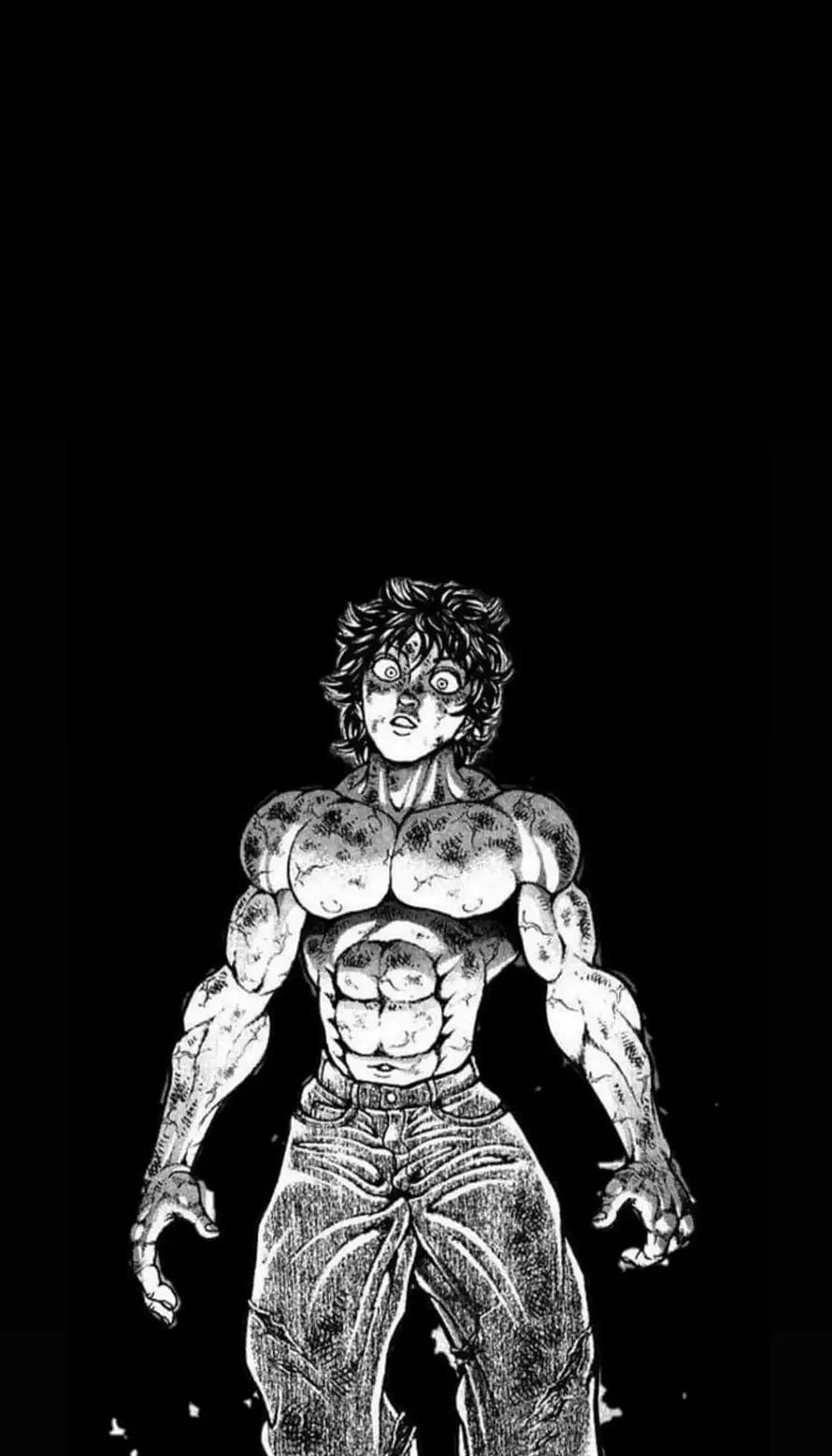 Baki Hanma Black and White Manga Illustration HD phone wallpaper