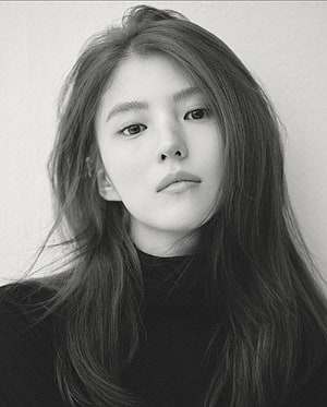 Han So Hee Black and White Portrait with Long Hair and Turtleneck HD phone wallpaper