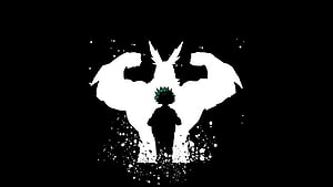 My Hero Academia Silhouette Artwork with Green Hair and White Rabbit Figure HD wallpaper