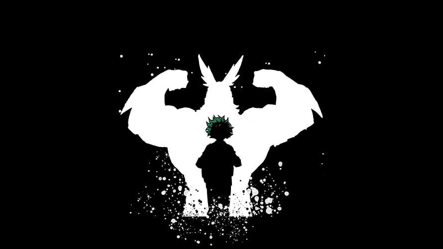 My Hero Academia Silhouette Artwork with Green Hair and White Rabbit Figure HD wallpaper