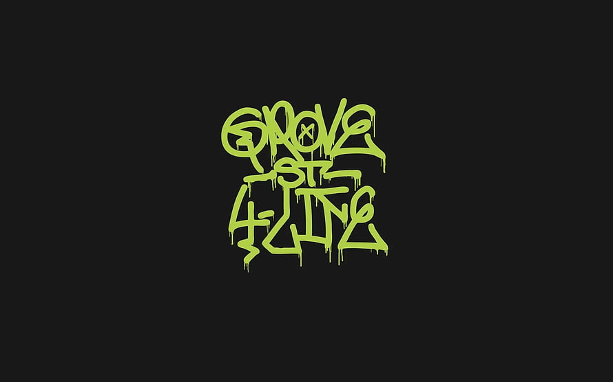 Grove Street 4 Life Graffiti Tag on Dark Background HD wallpaper