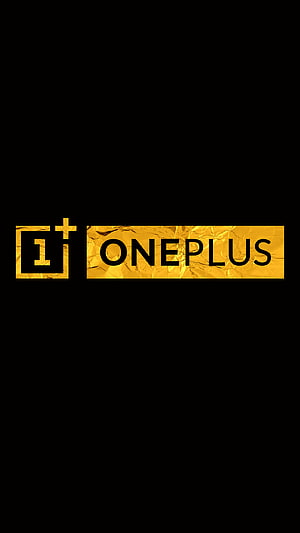 OnePlus Gold Foil Logo on Pure Black AMOLED Background HD phone wallpaper