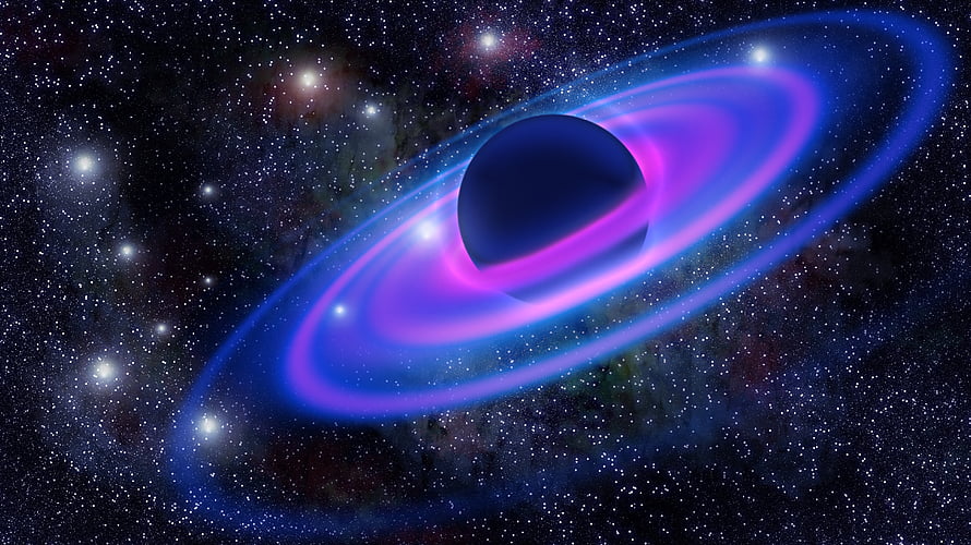 Vibrant Ringed Planet Floating in a Star-Filled Deep Space Galaxy HD wallpaper