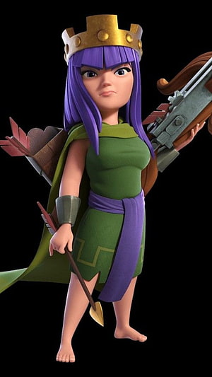 Archer Queen 3D Character Render with Bow and Crown HD phone wallpaper