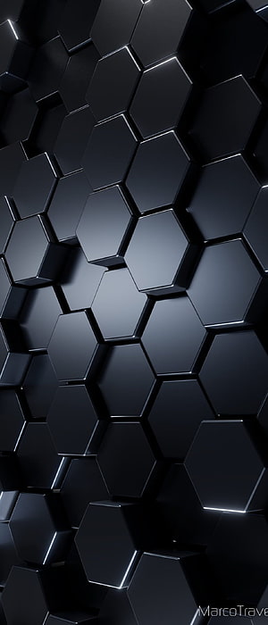 Dark 3D Hexagonal Honeycomb Pattern with Metallic Edges and Dramatic Lighting HD phone wallpaper