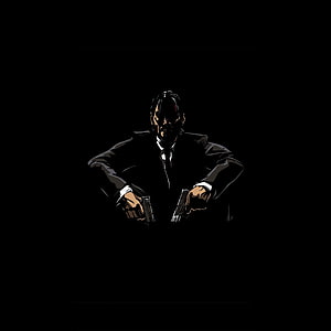 John Wick Minimalist Vector Illustration with Dual Pistols on Black Background HD phone wallpaper