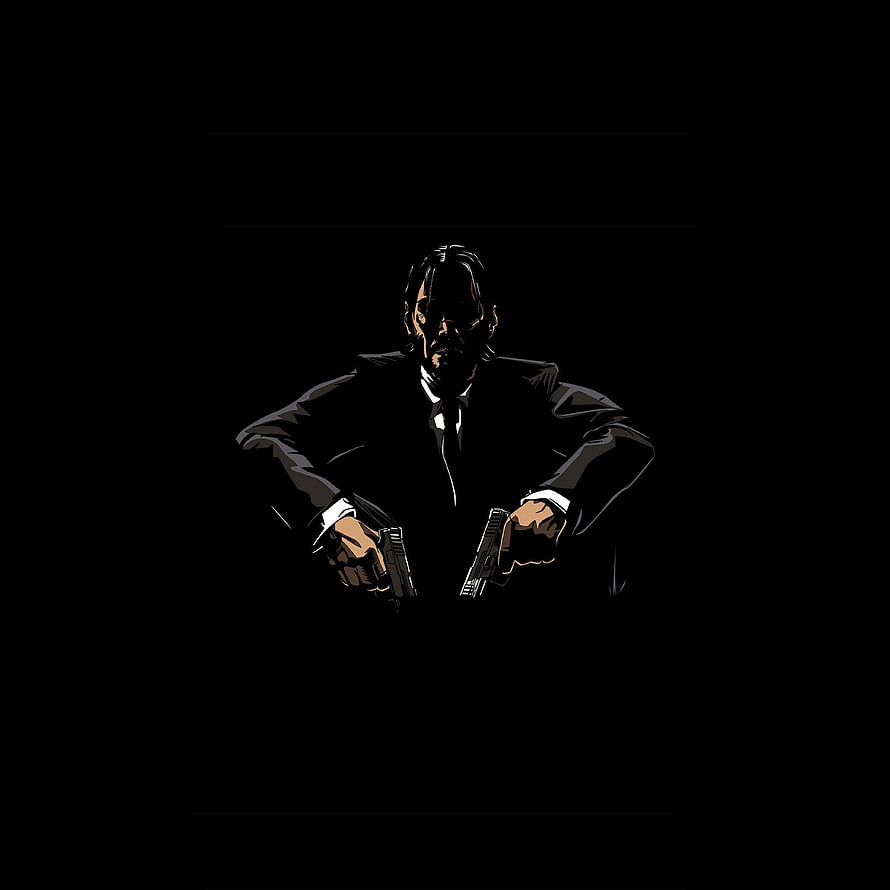 John Wick Minimalist Vector Illustration with Dual Pistols on Black Background HD phone wallpaper