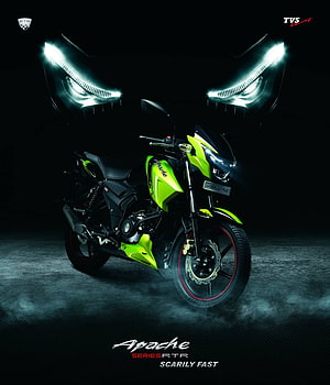 TVS Apache RTR 160 Neon Green Motorcycle with Dramatic LED Headlight Design HD phone wallpaper