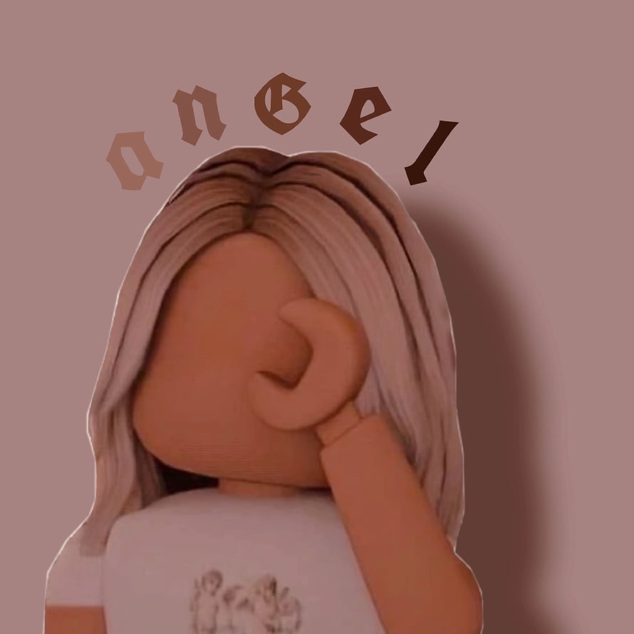 Roblox Aesthetic Girl with Blonde Hair and Angel Text Overlay HD phone wallpaper