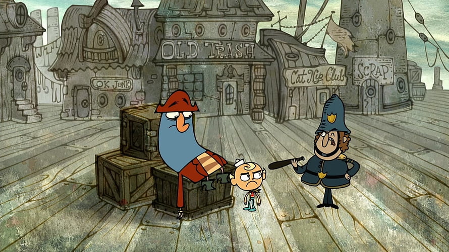 Flapjack and Captain Balthazar in the Old Trash District from Marvelous Misadventures of Flapjack HD wallpaper